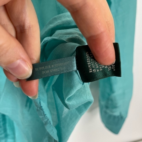 LAUREN Ralph Lauren Cotton Silk Blend Button Up Womens Size XS Blue Shirt Top - Picture 13 of 14